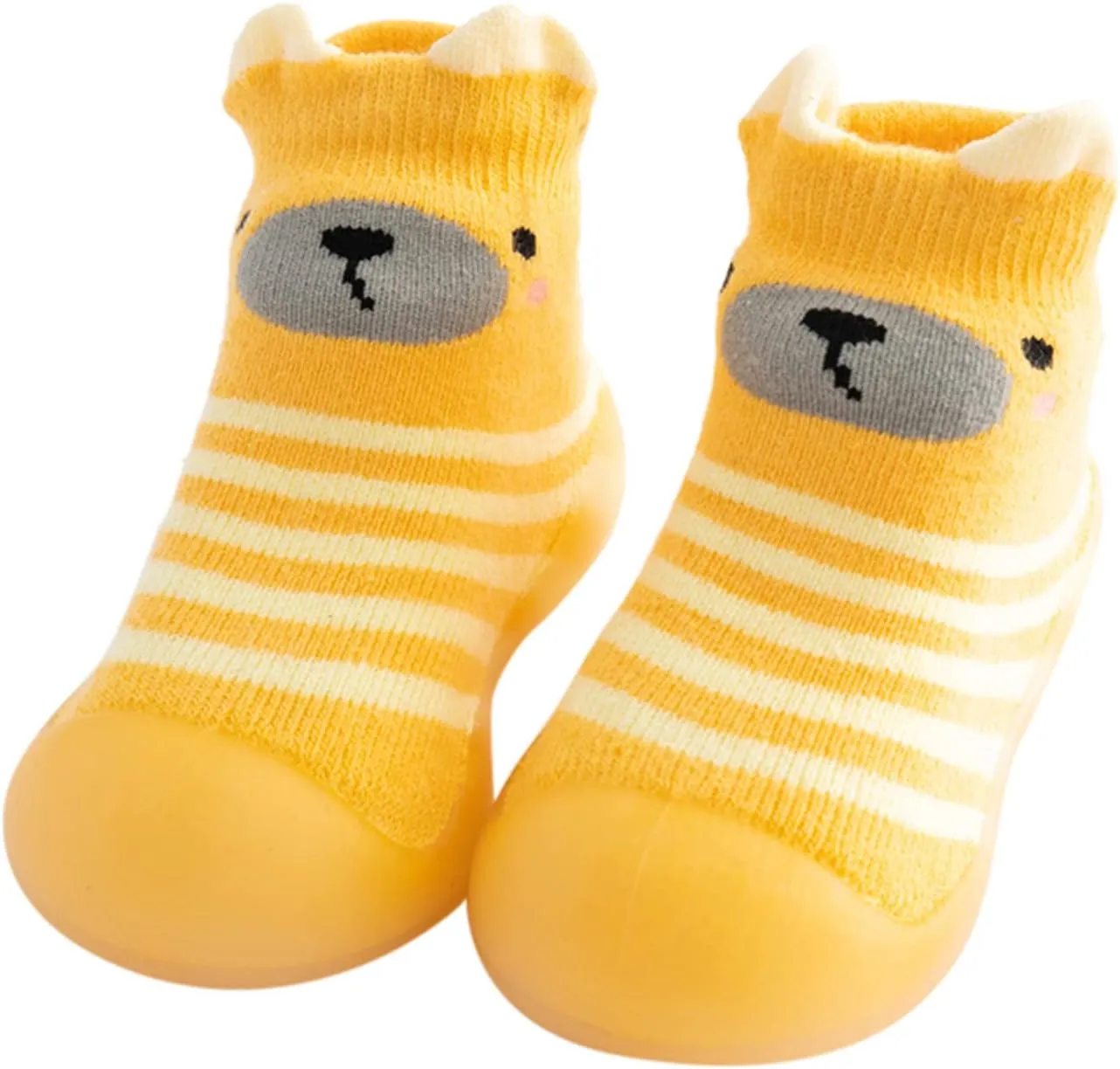 Baby Toddler Sock Shoes Infant Soft Sole Floor Shoes Cotton Warm Knit First Walking Shoes for Kids Girls Boys (Yellow, 18)