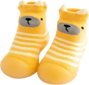 Baby Toddler Sock Shoes Infant Soft Sole Floor Shoes Cotton Warm Knit First Walking Shoes for Kids Girls Boys (Yellow, 18)