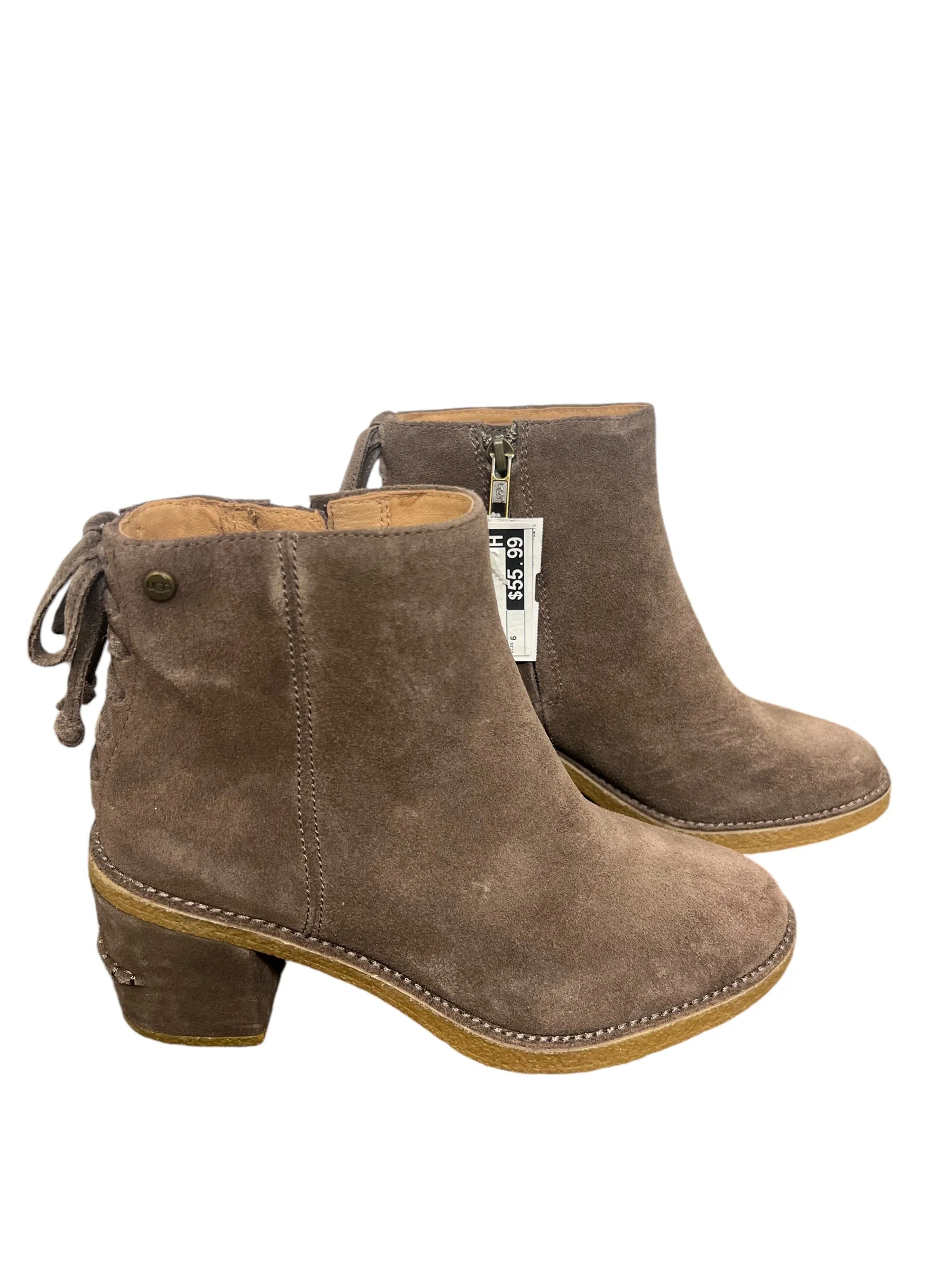 Boots Ankle Heels By Ugg In Brown, Size: 6