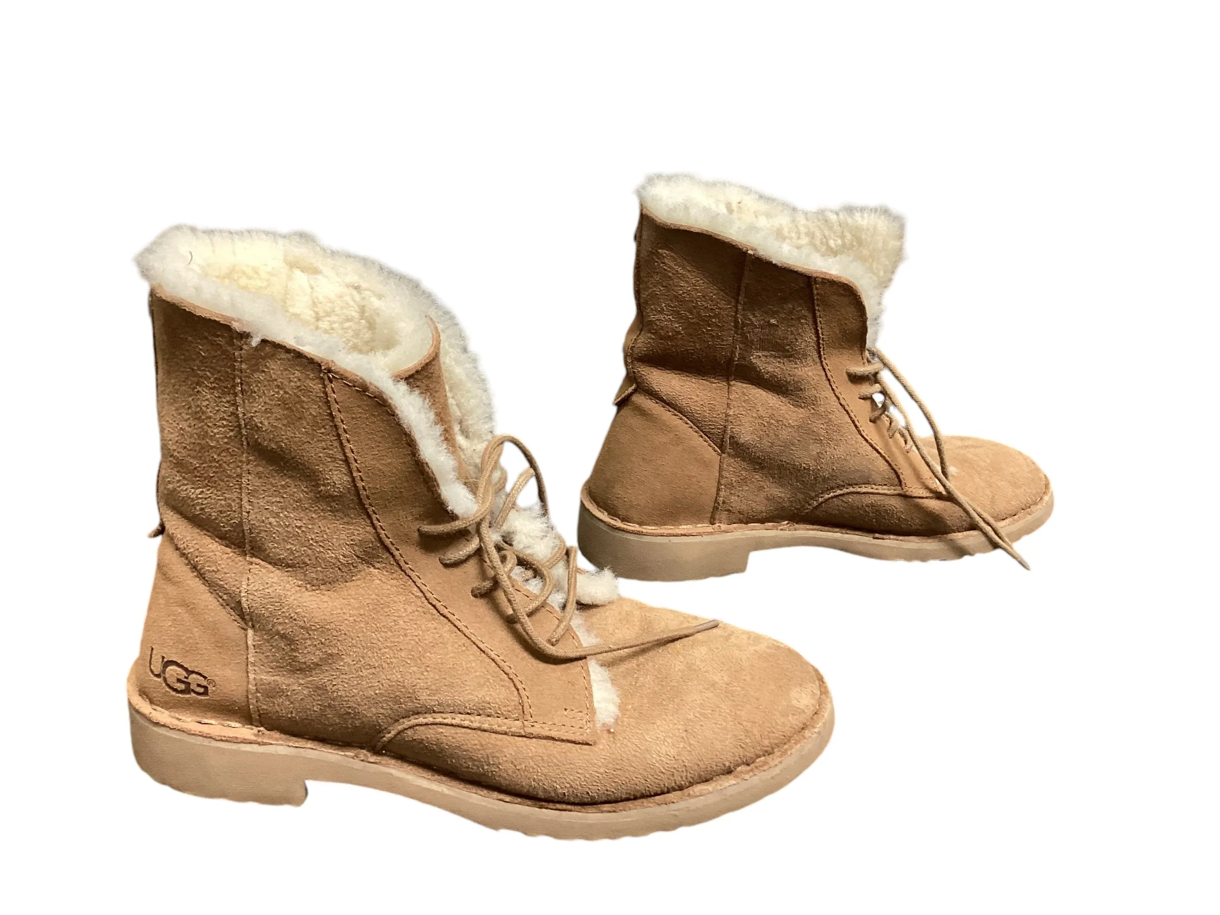 Boots Ankle Heels By Ugg In Tan, Size: 6.5