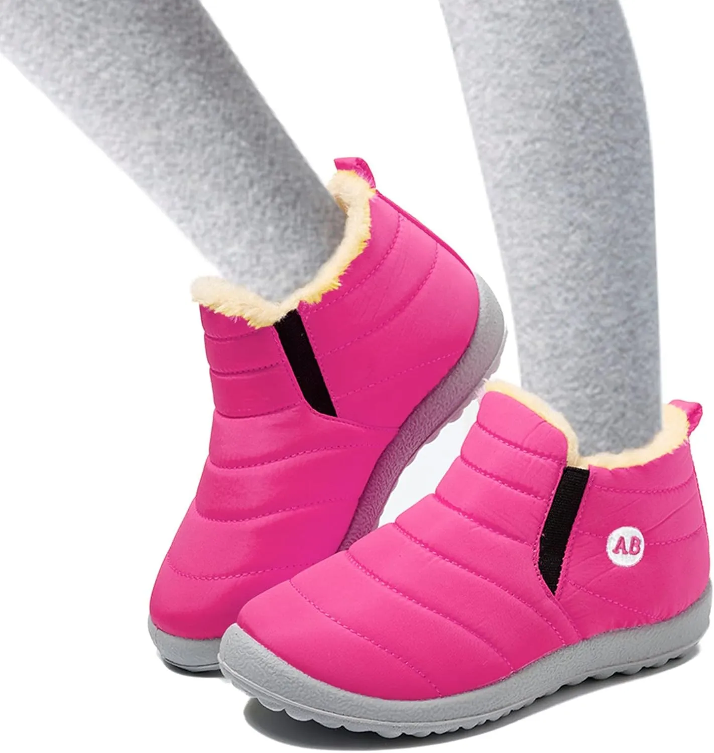 Boys Girls House Solid Plush Sneakers Winter Hot Boots Flat Splashing Fuzzy Warm Short Tube Snow Boots High Heel Boots