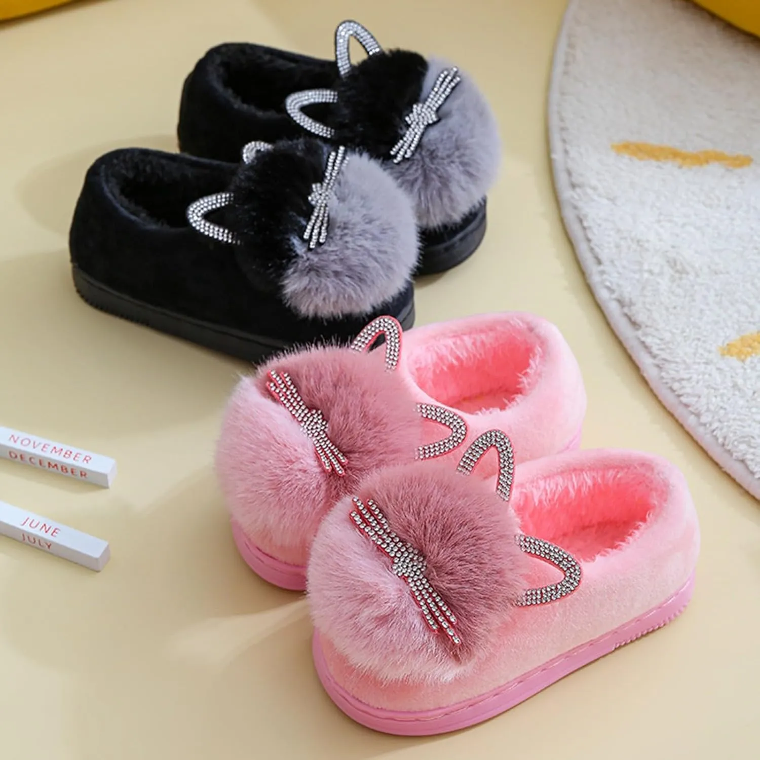 Boys Hard Sole Slippers Kids Children's Boys Girls Fashion Shoes Plush Shoes Indoor Warm And Cute Boys Flip Flops Size 6