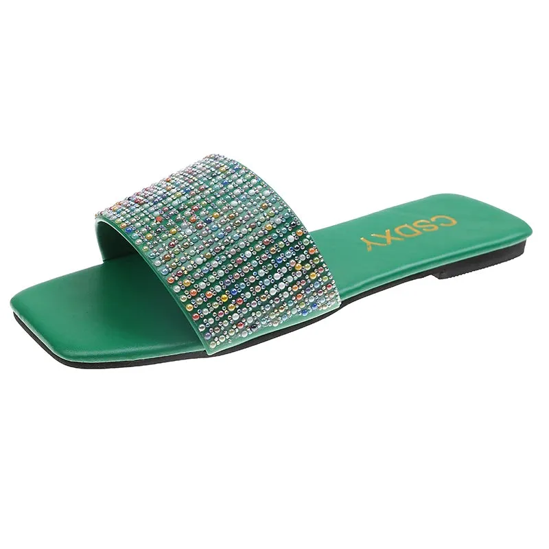 Fashion Slipper Slides with Pearls for Women