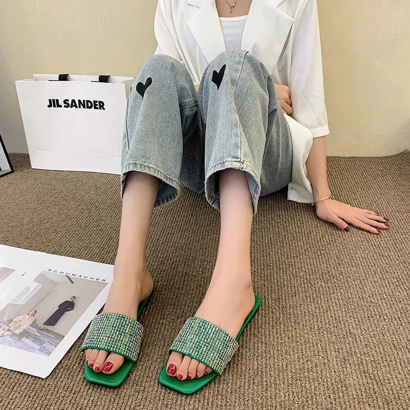 Fashion Slipper Slides with Pearls for Women