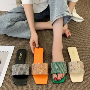 Fashion Slipper Slides with Pearls for Women