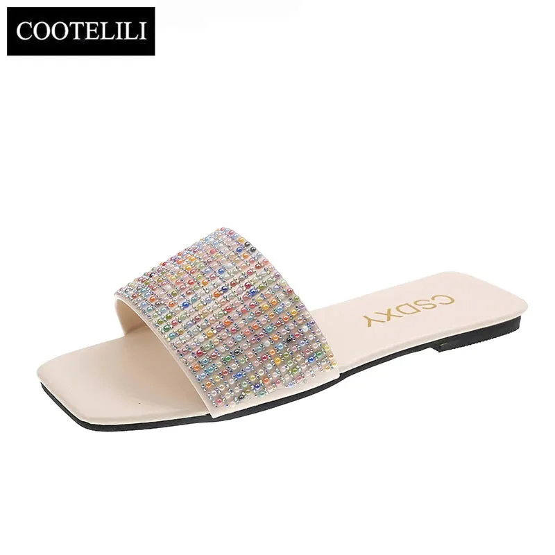Fashion Slipper Slides with Pearls for Women