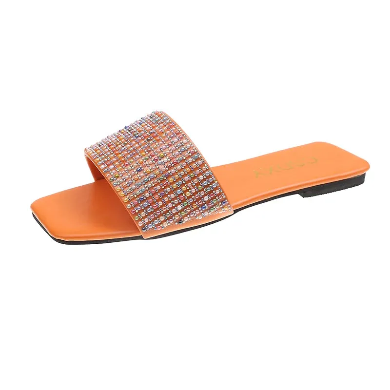 Fashion Slipper Slides with Pearls for Women