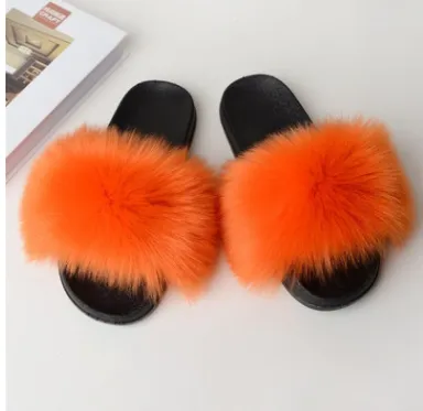 Faux-Fur Fox Slippers for Women