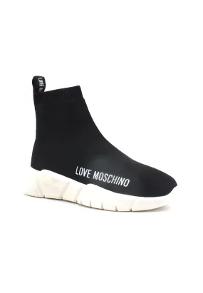 LOVE MOSCHINO Running Elastic Sock Sneaker Donna Nero JA15343G1HIZ4000