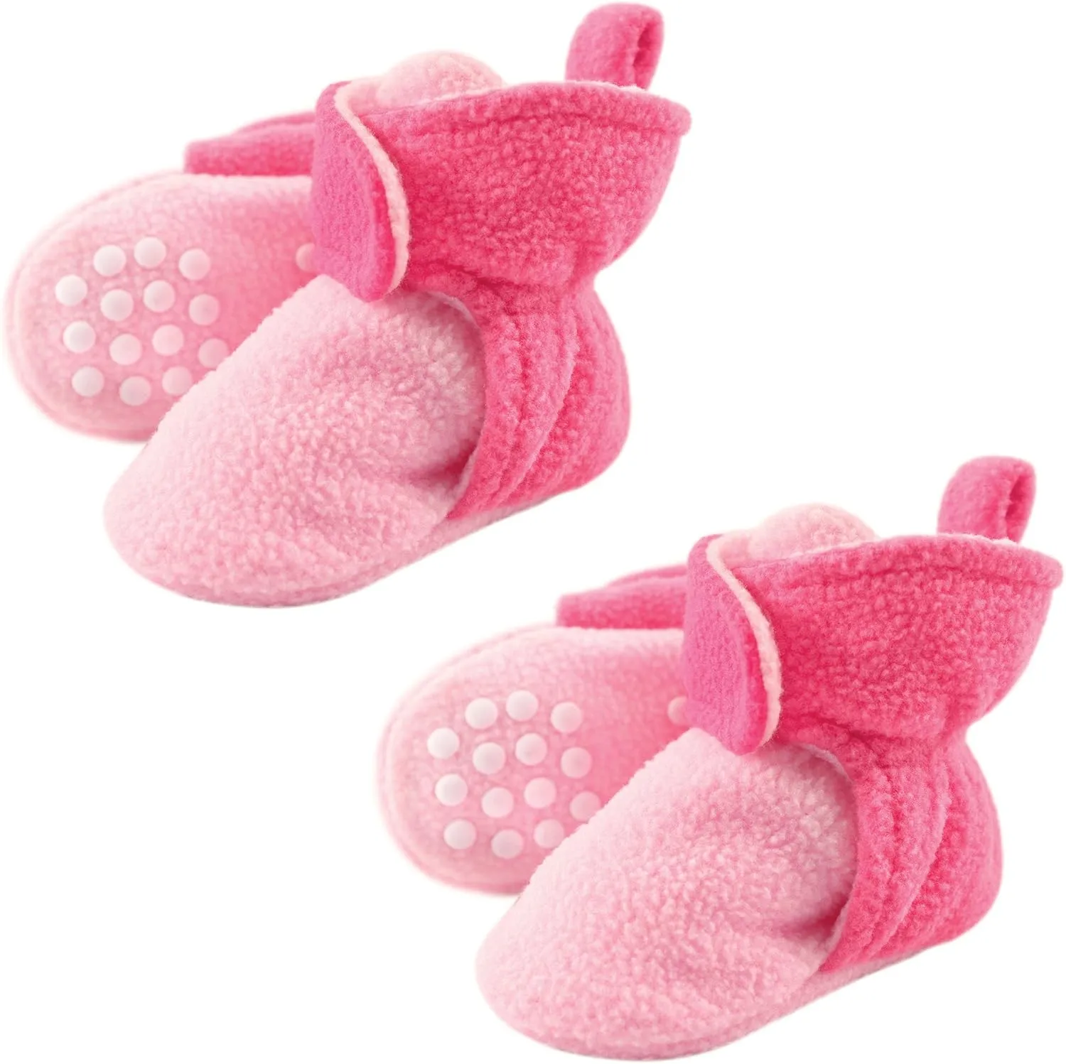 Luvable Friends Fleece Toddler Non Skid Slipper Booties, 2 Pack