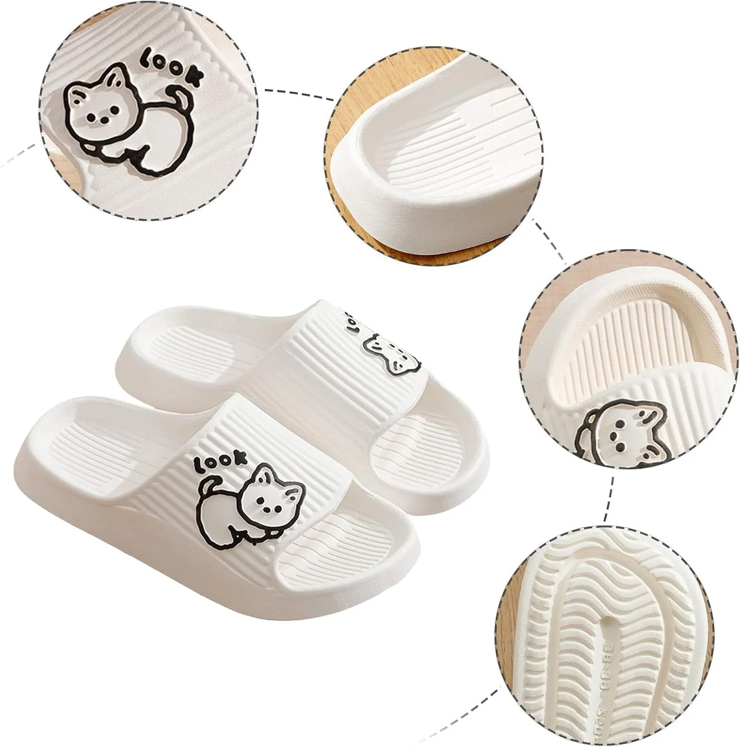 Pillow Slippers for Women and Men Shower Slides Non Slip Quick Drying Bathroom Ballerina Summer Slippers for Women