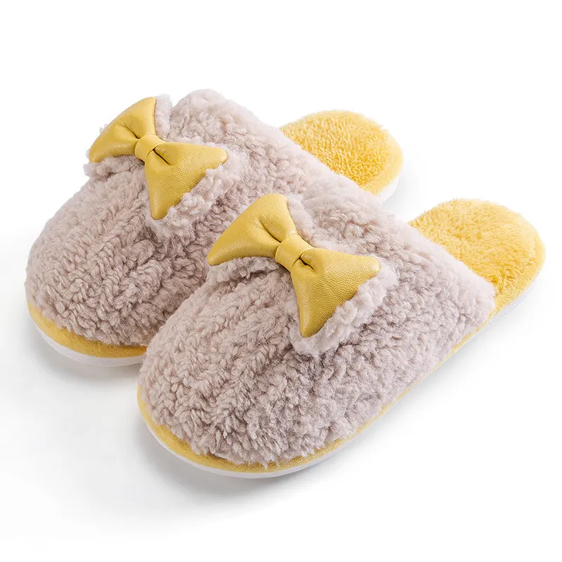 Round Toe Fluffy Cotton Slippers for Women