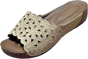 Sandals Low Heel or Wedges for Women Dressy Casual Comfortable Slip-On Walking Orthopedic Slippers Arch Support Slides Breathable Fishmouth Platform Slippers Damping Sole Upgradation Stretch Sandals