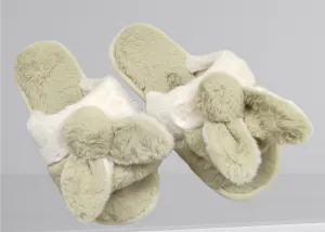 Women Pantoufle slippers - Open toe (Pistache x white)